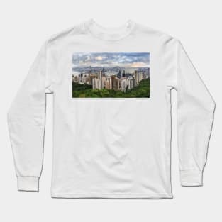 Victoria Peak Abstract Painting Long Sleeve T-Shirt